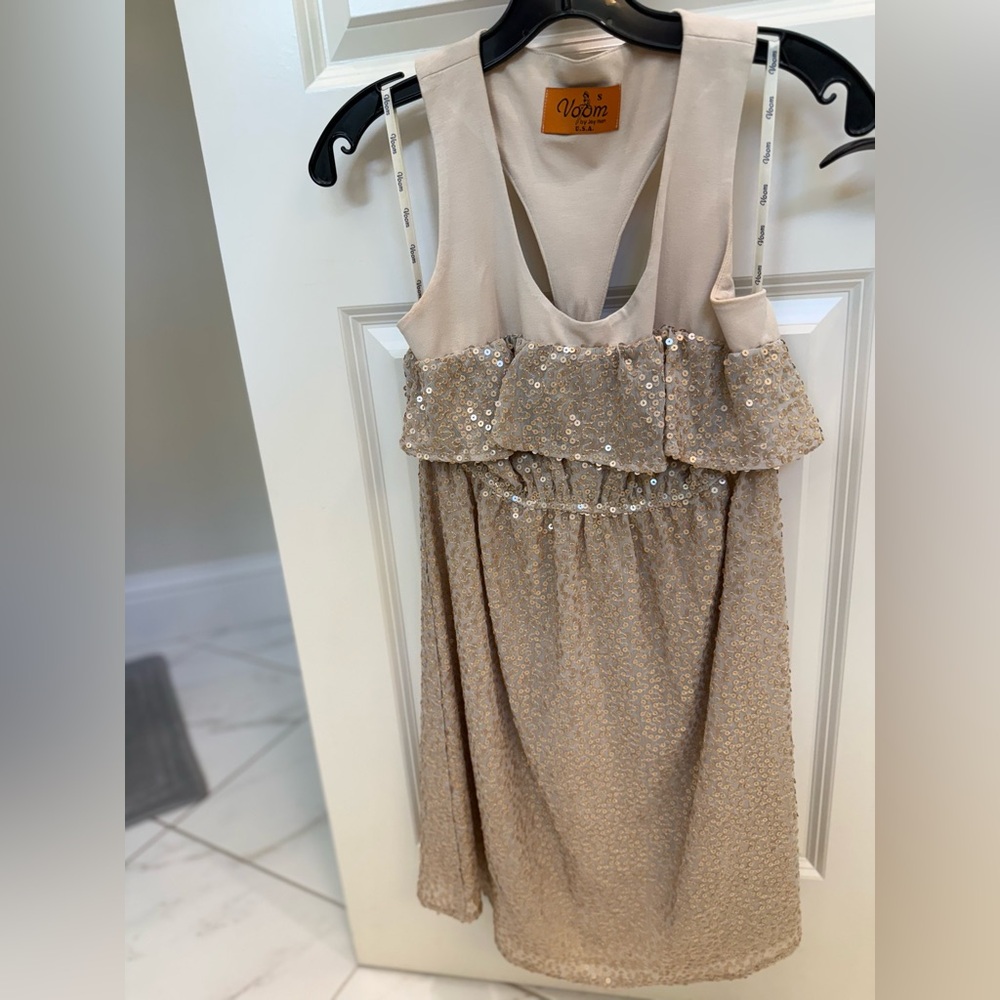 Vroom Elegant Sequin Dress in Cream